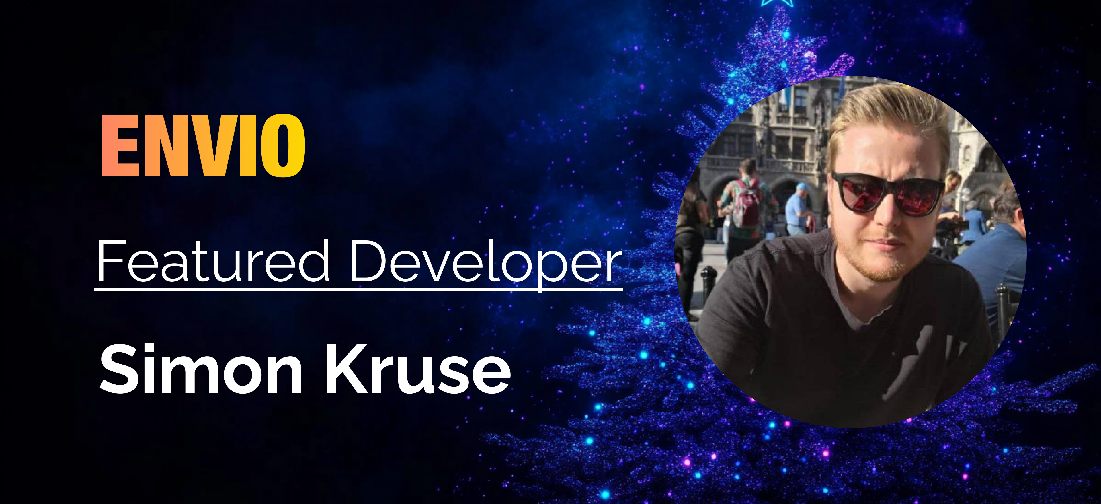 Envio Featured Developer banner for Simon Kruse with portrait photo
